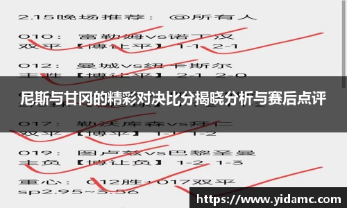 尼斯与甘冈的精彩对决比分揭晓分析与赛后点评